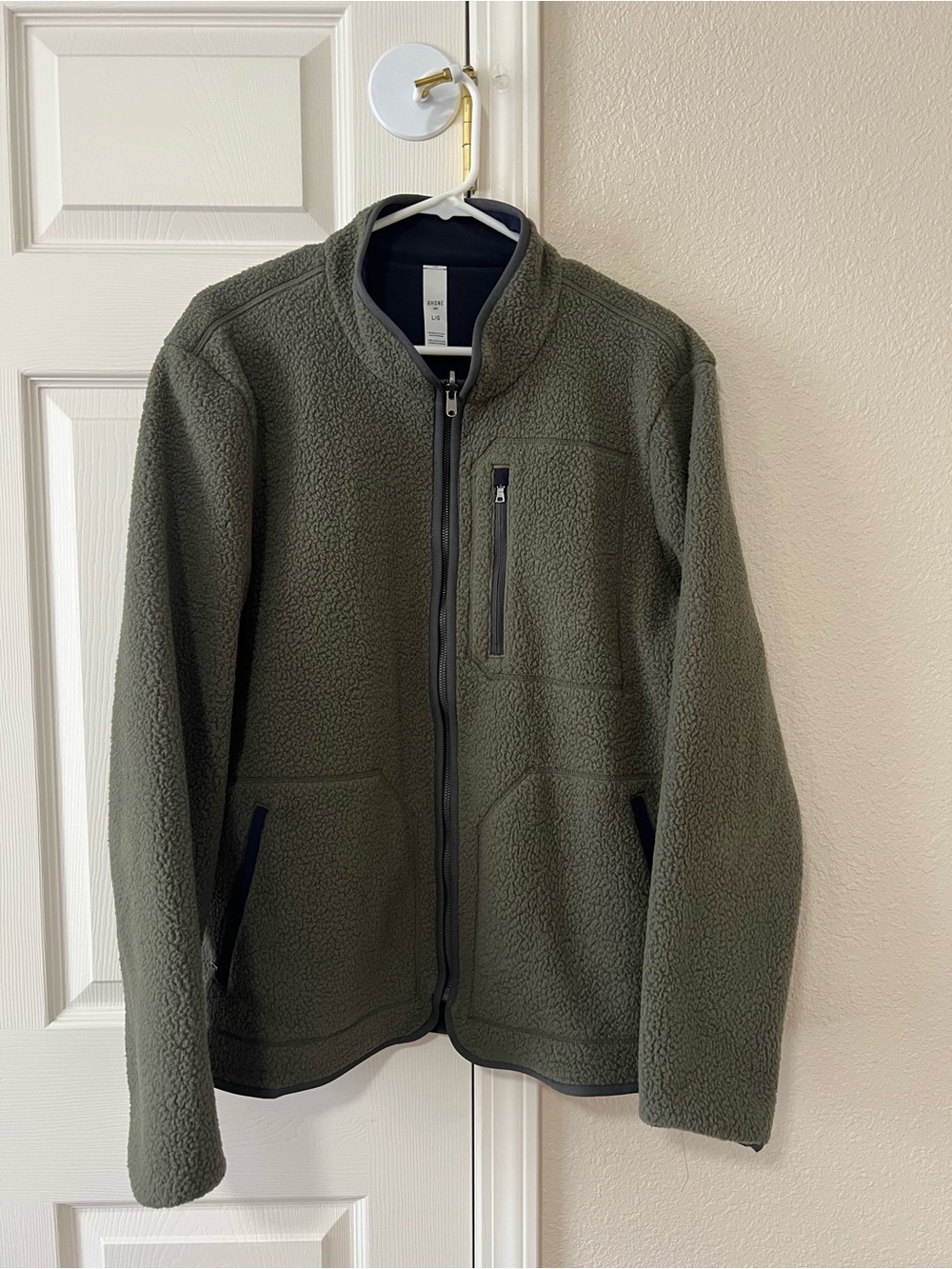 Rhone Fairbanks Reversible Fleece Jacket Green Navy Mens Large Style 101955